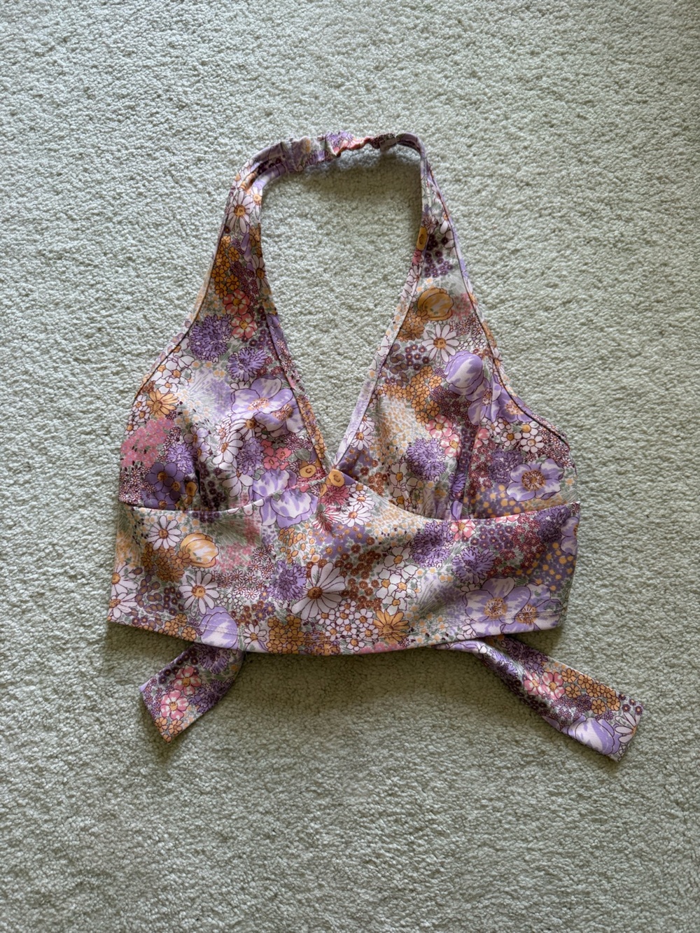 Altar'd State Purple Floral Halter Crop Top